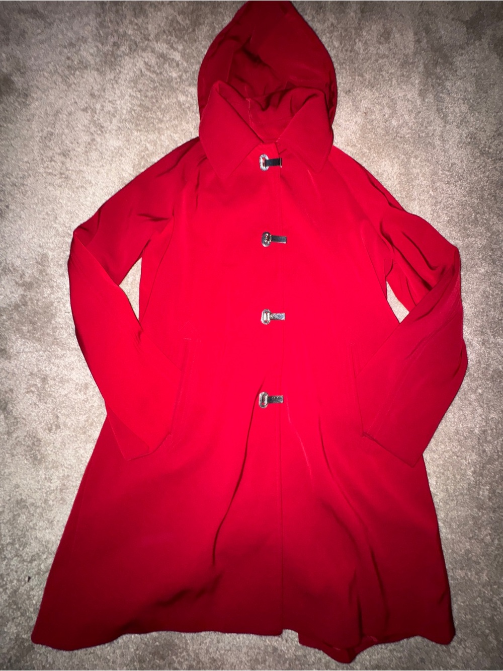 London Fog Women's Red Hooded Toggle Coat